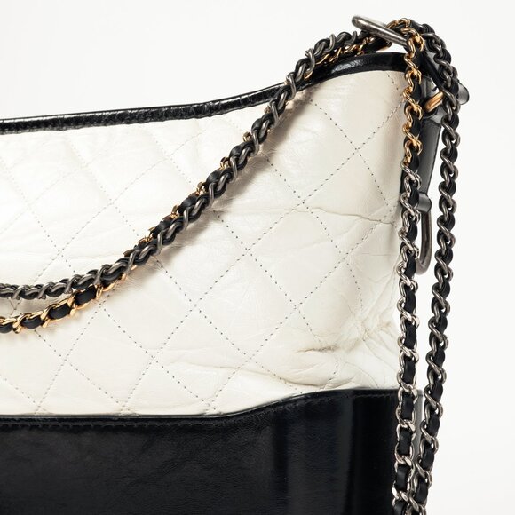 Chanel Medium Gabrielle Hobo White & Black Aged Calfskin Quilted-Leather Bag - Picture 8 of 14